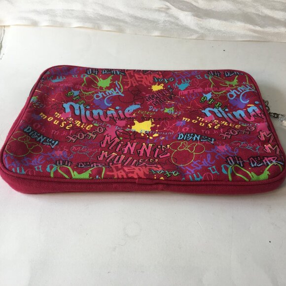 Minnie Mouse Walt Disney World Cosmetic Makeup Bag Case Fabric Lined Red 11" Zip - Picture 11 of 16